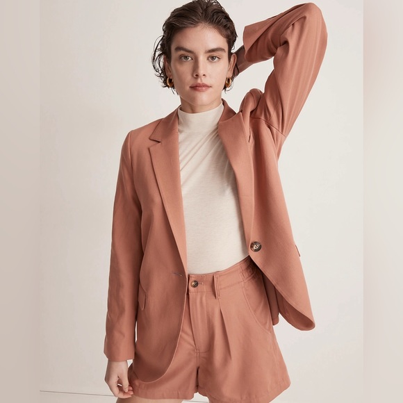 NWOT MADEWELL Size L The Larsen Blazer in Drapeweave - Dried Rose - Picture 3 of 5